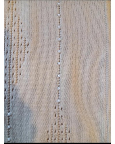" FRIPERIE SECONDE MAIN " Cardigan beige rétro perles
