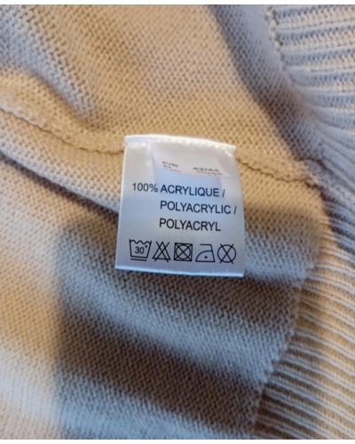 " FRIPERIE SECONDE MAIN " Cardigan beige rétro perles