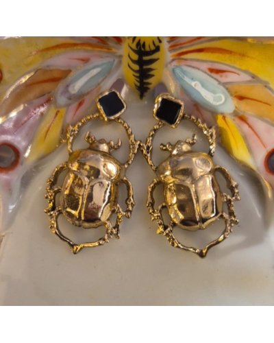 Boucles d'oreilles Scarabée or