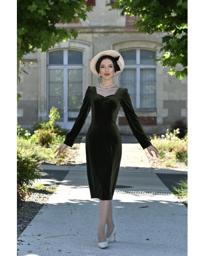Robe fourreau en velours "Carmen" HEARTS AND ROSES