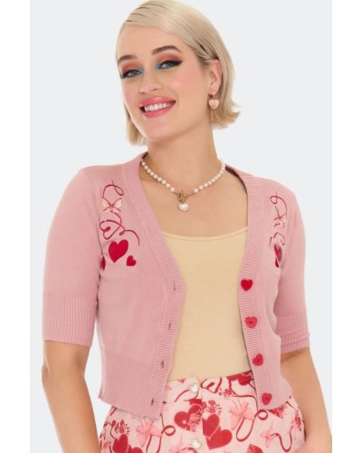 Cardigan "heart and ribbon" pink VIXEN