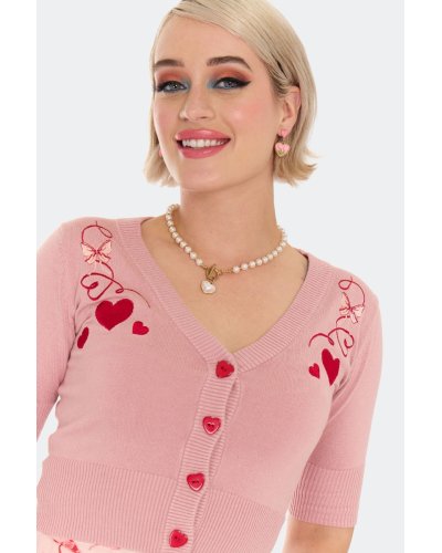 Cardigan "heart and ribbon" pink VIXEN