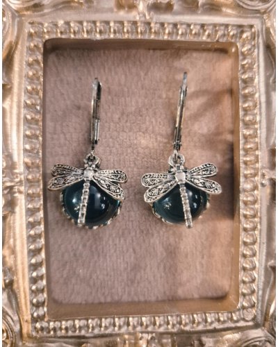 Boucles d’oreilles Libellule verte