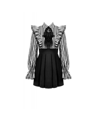 Robe with flounces and gothic stripes DARKINLOVE