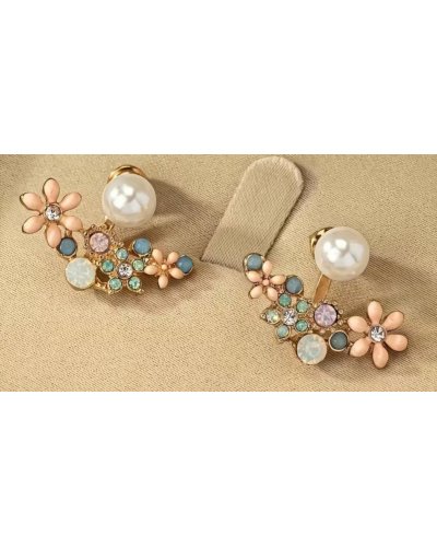 Boucles d'oreilles  fleurs multicolores