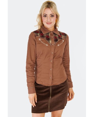 Chemise brodée Western style plaid VOODOO VIXEN