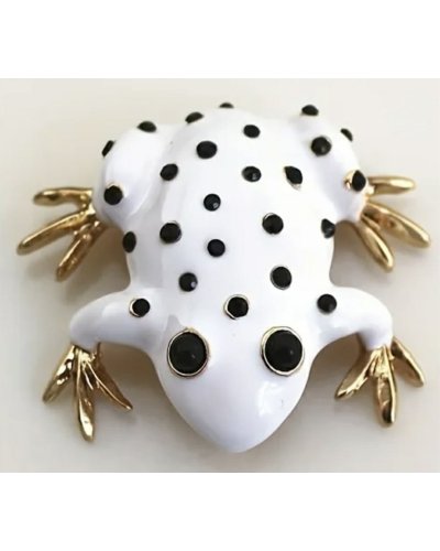 BROCHE Grenouille blanche