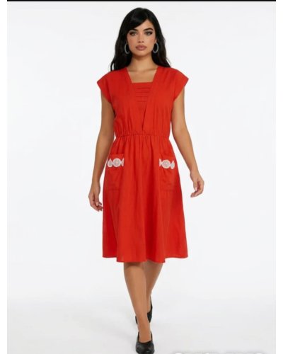 " FRIPERIE VINTAGE" Magnifique robe vintage faite main rouge