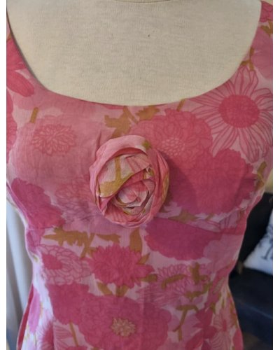 « FRIPERIE VINTAGE » RARE ! Robe vintage 1960's faite main en mousseline