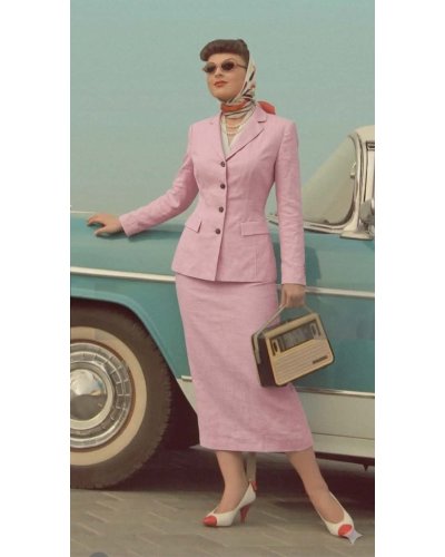 «FRIPERIE SECONDE MAIN» Tailleur rose poudré réplique 1966 Made Italie