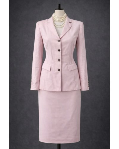 «FRIPERIE SECONDE MAIN» Tailleur rose poudré réplique 1966 Made Italie