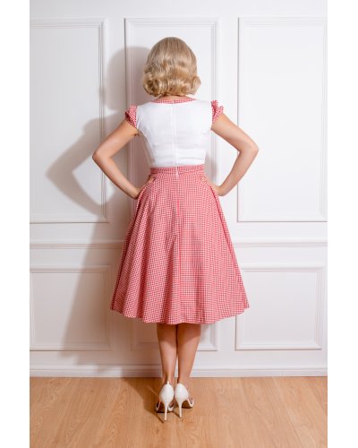 Robe trapèze à carreaux Chelsea rouge HEARTS AND ROSES