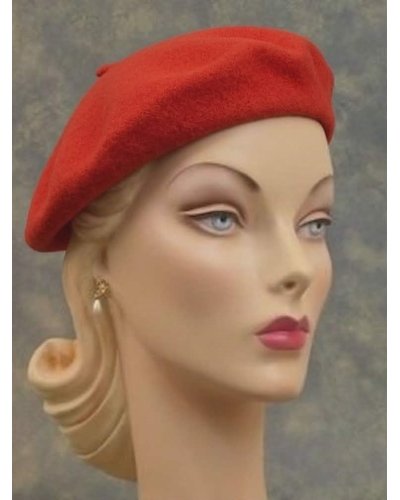 Béret en laine rétro ROUGE vif