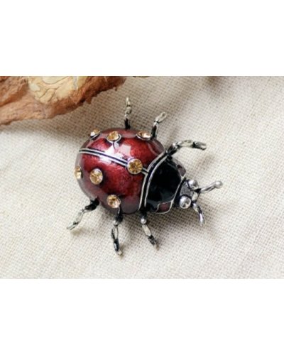 BROCHE Coccinelle bordeaux