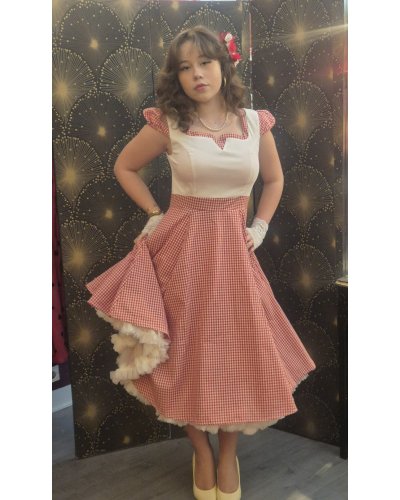 Robe trapèze à carreaux Chelsea rouge HEARTS AND ROSES