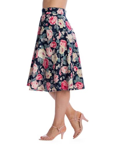 Jupe Navy "ROSE BLOOM" BANNED RETRO
