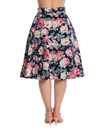 Jupe Navy "ROSE BLOOM" BANNED RETRO