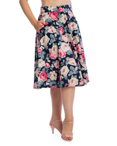 Jupe Navy "ROSE BLOOM" BANNED RETRO