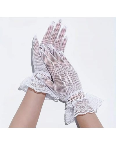 Gants blancs en résille rétro