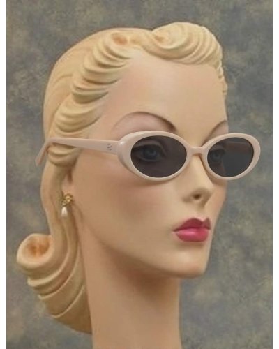 Lunette rétro ovale beige verre noir