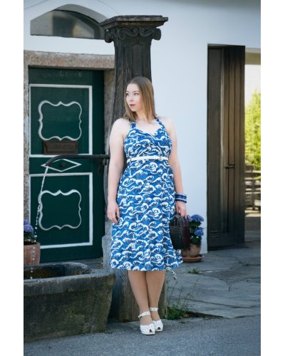 Robe dos nu bleue à imprimé vagues nautiques VOODOO VIXEN