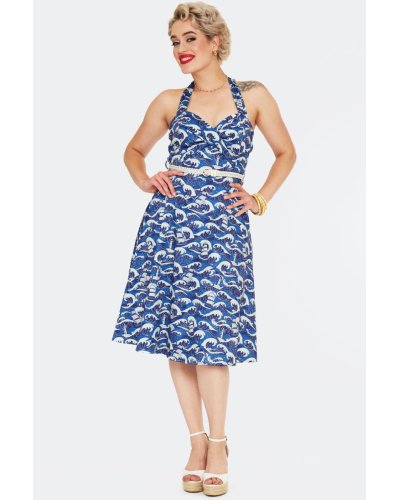 Robe dos nu bleue à imprimé vagues nautiques VOODOO VIXEN
