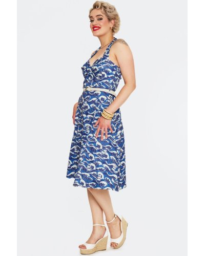 Robe dos nu bleue à imprimé vagues nautiques VOODOO VIXEN