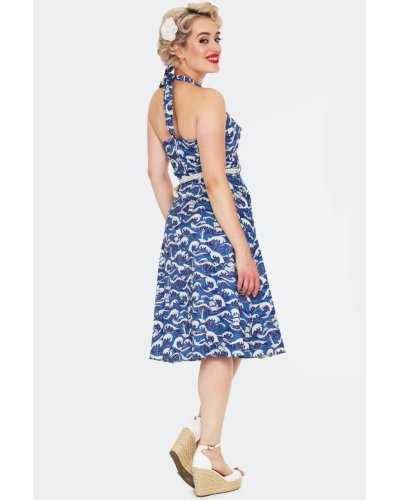 Robe dos nu bleue à imprimé vagues nautiques VOODOO VIXEN