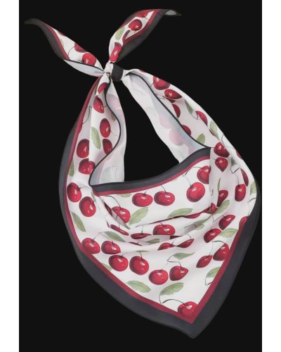 Foulard triangle cerises blanc