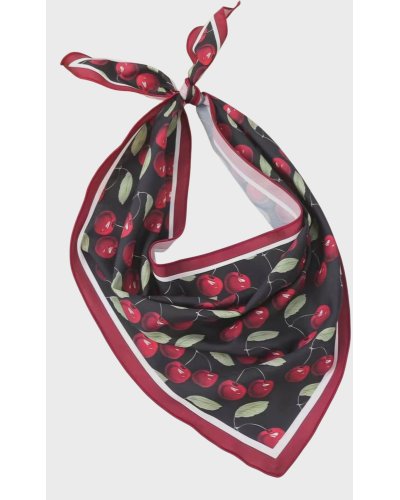Foulard triangle cerises noir