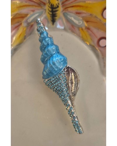 BROCHE Coquillage bleu
