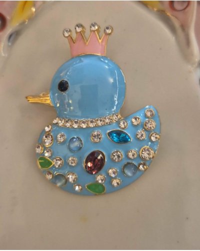 BROCHE Poussin bleu