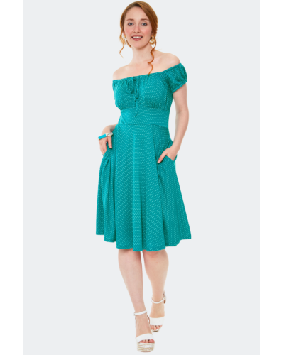 Robe "polka dots Teal" Voodoo Vixen