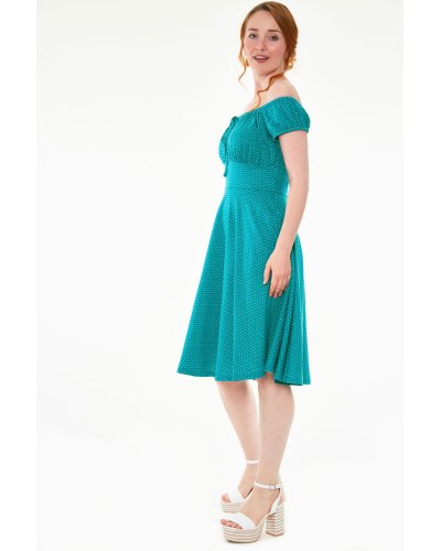 Robe "polka dots Teal" Voodoo Vixen
