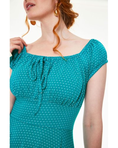 Robe "polka dots Teal" Voodoo Vixen