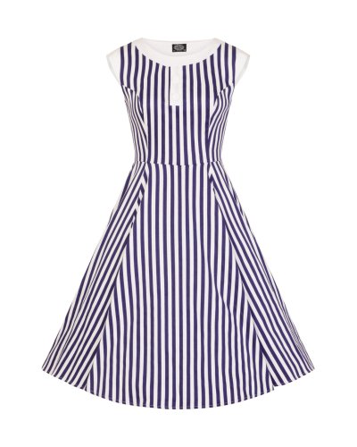 Robe Hepburn à rayures bleues HEATS AND ROSES