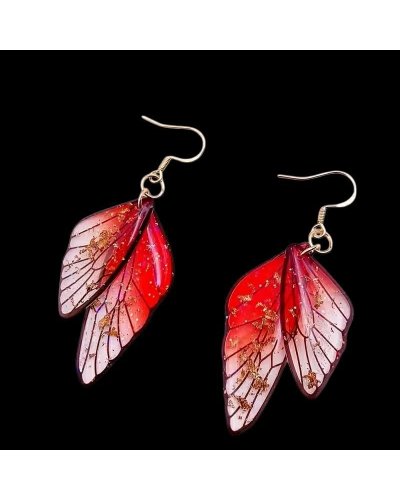 Boucles d'oreilles Ailes rouge