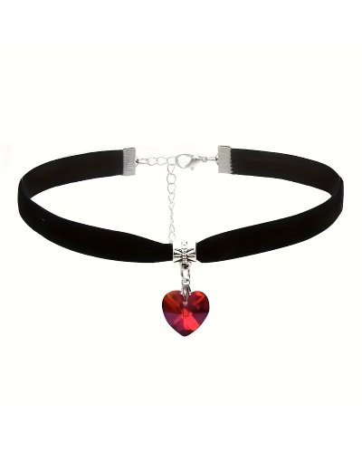 Collier en velours coeur rouge