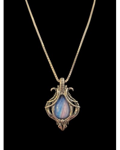Collier Cabochon rétro bleu