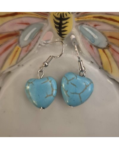 Boucles d'oreilles coeur turquoise
