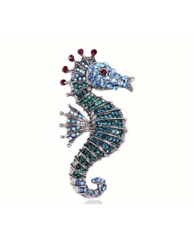 Broche Hippocampe bleu