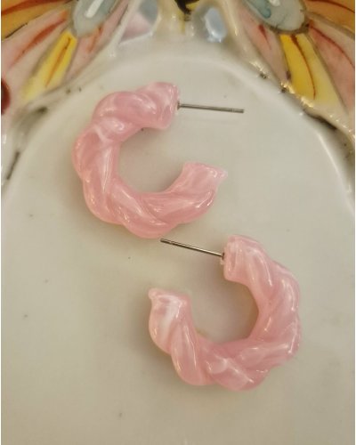 Créoles rose torsadées