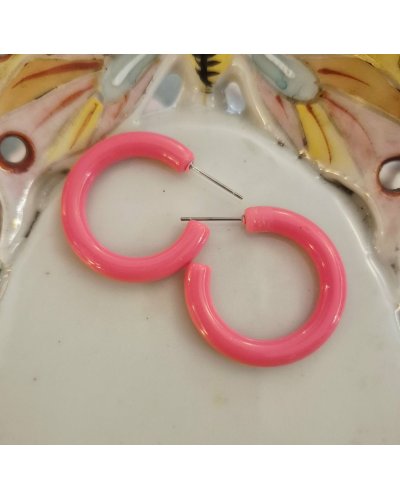 Créoles rose fluo