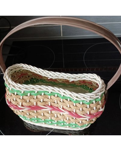 " FRIPERIE VINTAGE " Panier en scoubidou des années 50's 60's