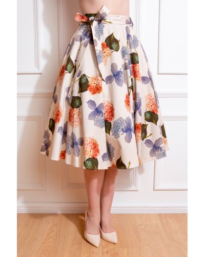 Jupe trapèze fleurie Vanessa HEARTS AND ROSES