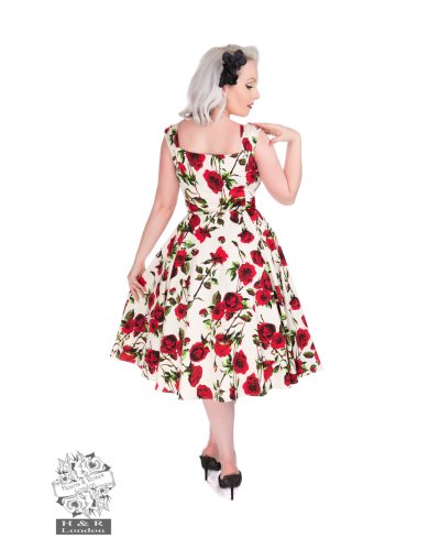 Robe d'été fleurie rose des années 50 HEARTS AND ROSES