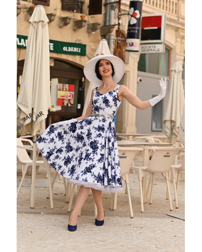 Robe trapèze bleue Rosaceae HEARTS AND ROSES