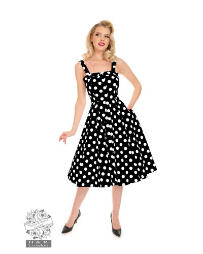 Robe trapèze à pois Priscila noire HEARTS AND ROSES