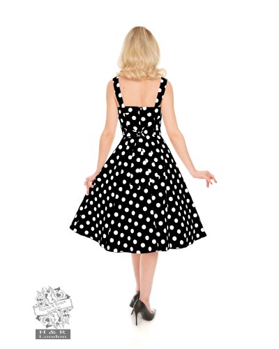 Robe trapèze à pois Priscila noire HEARTS AND ROSES