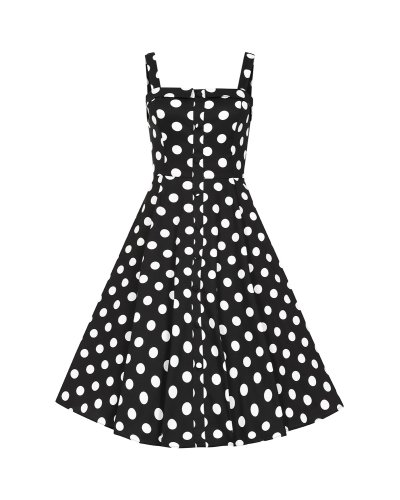 Robe trapèze à pois Priscila noire HEARTS AND ROSES